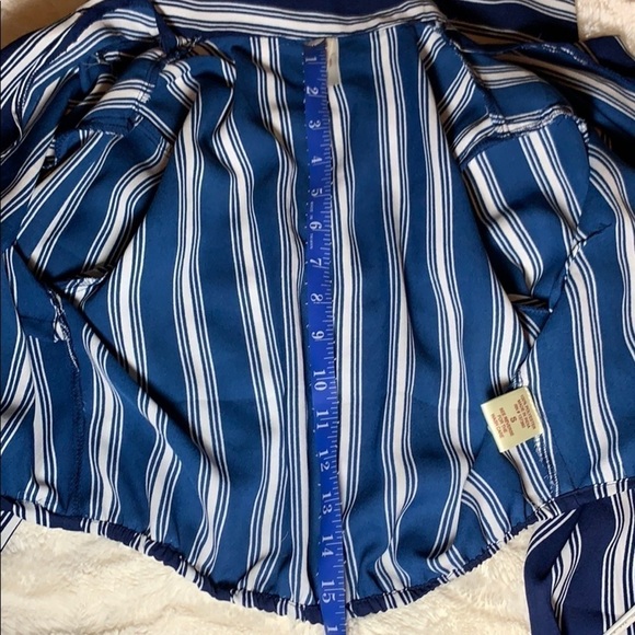 Moon Orchid button down tied front striped blouse - Picture 11 of 13